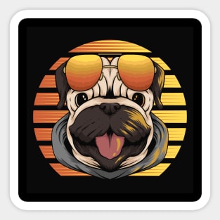 Funny Retro Pug Dog Wearing Sunglasses Sticker